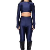 Crop + Leggings Blu
