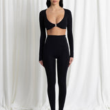 Top Clip + Leggings Noir Microfibra