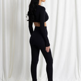 Top Clip + Leggings Noir Microfibra